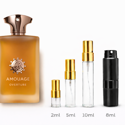 Amouage- Overture Man Eau de Parfum Samples 2ml 5ml 8ml 10ml 
 aromaflare.com samples,  Decant Samples 100% authentic , niche fragrances, mans cologne, woman perfume, Full retail bottle 