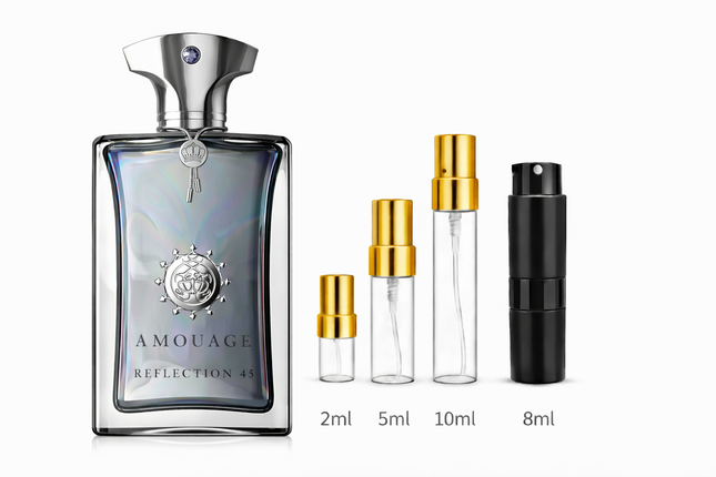Amouage- Reflection Man 45 Extrait de Parfum samples 2ml 5ml 8ml 10ml
 aromaflare.com samples,  Decant Samples 100% authentic , niche fragrances, mans cologne, woman perfume, Full retail bottle 
