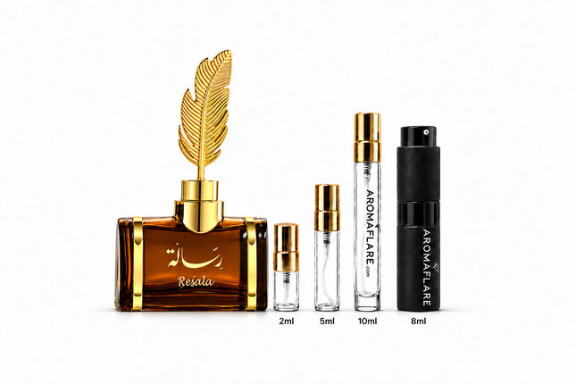 Arabian Oud Resala Eau de Parfum Sample  aromaflare.com samples,  Decant Samples 100% authentic , niche fragrances, mans cologne, woman perfume, Full retail bottle 