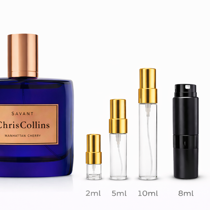 Chris Collins- Savant Manhattan Cherry Extrait de Parfum samples 2ml 5ml 10ml 8ml
aromaflare.com samples,  Decant Samples 100% authentic , niche fragrances, mans cologne, woman perfume, Full retail bottle 
