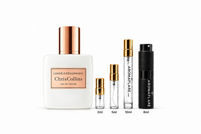 Chris Collins Long Kiss Goodnight Eau de Parfum  aromaflare.com samples,  Decant Samples 100% authentic , niche fragrances, mans cologne, woman perfume, Full retail bottle 