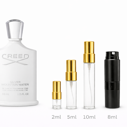 
Creed- Silver Mountain Water Eau de Parfum samples 2ml 5ml 8ml 10ml
 aromaflare.com samples,  Decant Samples 2ml 5ml 8ml 10ml  100% authentic , niche fragrances, mans cologne, woman perfume, Full retail bottle 
