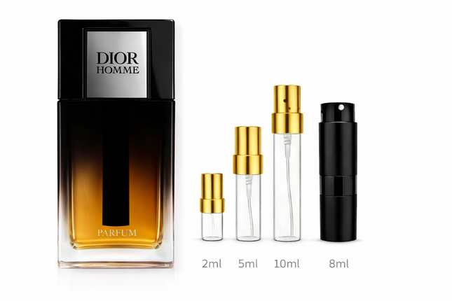 Dior- Homme Parfum
 aromaflare.com samples,  Decant Samples 100% authentic , niche fragrances, mans cologne, woman perfume, Full retail bottle 