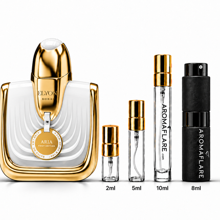 Elyon Dubai- Aria  Extrait de Parfum
 aromaflare.com samples,  Decant Samples 100% authentic , niche fragrances, mans cologne, woman perfume, Full retail bottle 