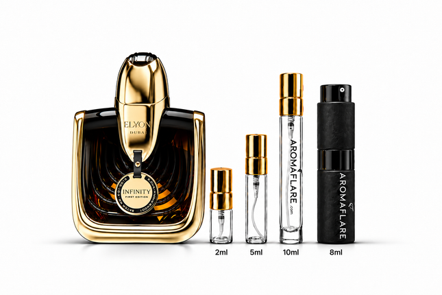 Elyon Dubai Infinity Extrait de Parfum  aromaflare.com samples,  Decant Samples 100% authentic , niche fragrances, mans cologne, woman perfume, Full retail bottle 