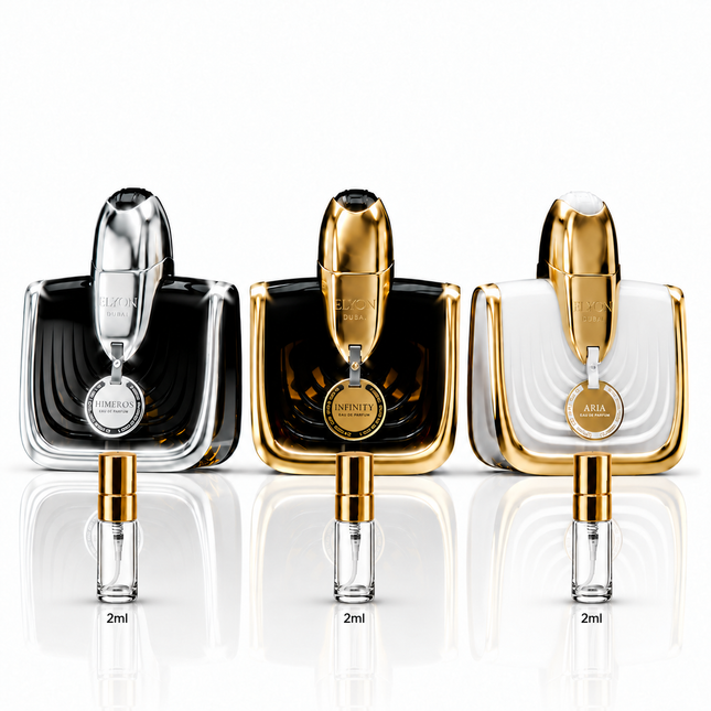 Elyon Dubai Legacy Discovery Set – Infinity, Himeros & Aria
aromaflare.com samples,  Decant Samples 100% authentic , niche fragrances, mans cologne, woman perfume, Full retail bottle 