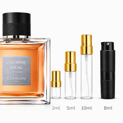 Guerlain- L'Homme Ideal Extreme Eau De Parfum  samples 2ml 5ml 8ml 10ml  aromaflare.com samples,  Decant Samples 100% authentic , niche fragrances, mans cologne, woman perfume, Full retail bottle 