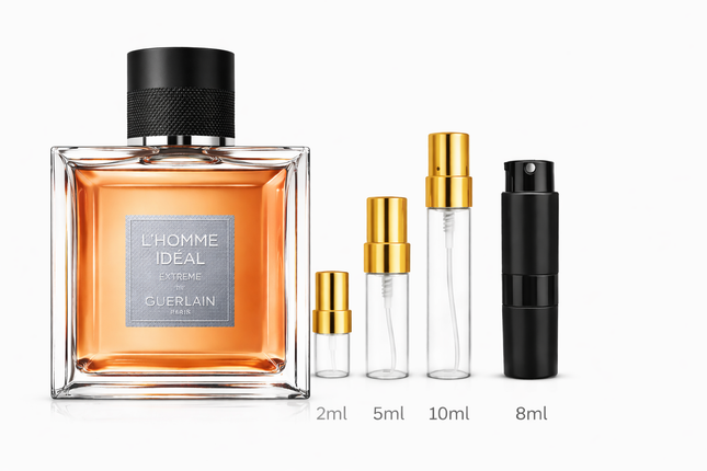 Guerlain- L'Homme Ideal Extreme Eau De Parfum  samples 2ml 5ml 8ml 10ml  aromaflare.com samples,  Decant Samples 100% authentic , niche fragrances, mans cologne, woman perfume, Full retail bottle 
