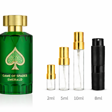Jo Milano Game Of Spades- Emerald Eau de Parfum
 aromaflare.com samples,  Decant Samples 100% authentic , niche fragrances, mans cologne, woman perfume, Full retail bottle