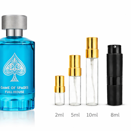 Jo Milano Game Of Spades- Full House Eau de Parfum
 aromaflare.com samples,  Decant Samples 100% authentic , niche fragrances, mans cologne, woman perfume, Full retail bottle 