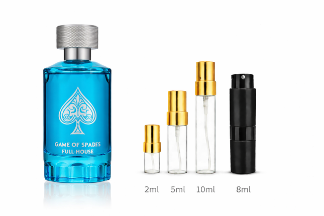 Jo Milano Game Of Spades- Full House Eau de Parfum
 aromaflare.com samples,  Decant Samples 100% authentic , niche fragrances, mans cologne, woman perfume, Full retail bottle 
