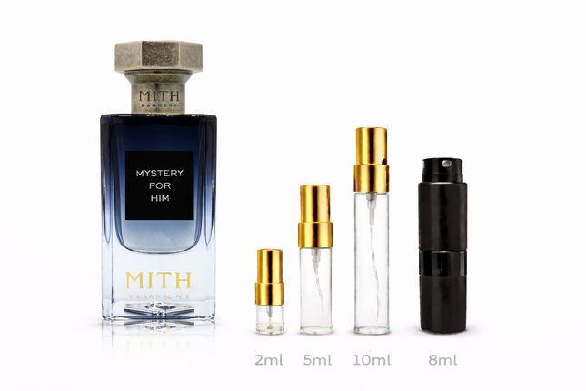 MITH- Mystery For Him Eau de Parfum sample 2ml 5ml 8ml 10ml
 aromaflare.com samples,  Decant Samples 100% authentic , niche fragrances, mans cologne, woman perfume, Full retail bottle 