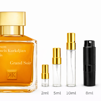 Maison Francis Kurkdjian Grand Soir Samples 2ml 5ml 8ml 10ml  
 aromaflare.com samples,  Decant Samples 100% authentic , niche fragrances, mans cologne, woman perfume, Full retail bottle 
