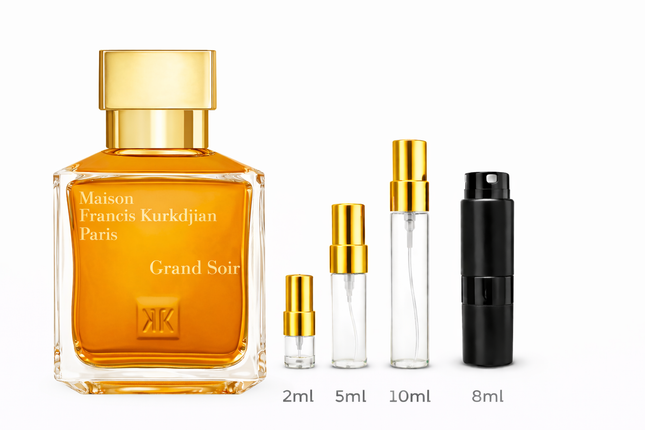 Maison Francis Kurkdjian Grand Soir Samples 2ml 5ml 8ml 10ml  
 aromaflare.com samples,  Decant Samples 100% authentic , niche fragrances, mans cologne, woman perfume, Full retail bottle 
