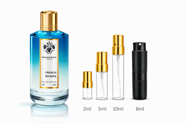 Mancera- French Riviera Eau de Parfum
 aromaflare.com samples,  Decant Samples 100% authentic , niche fragrances, mans cologne, woman perfume, Full retail bottle 