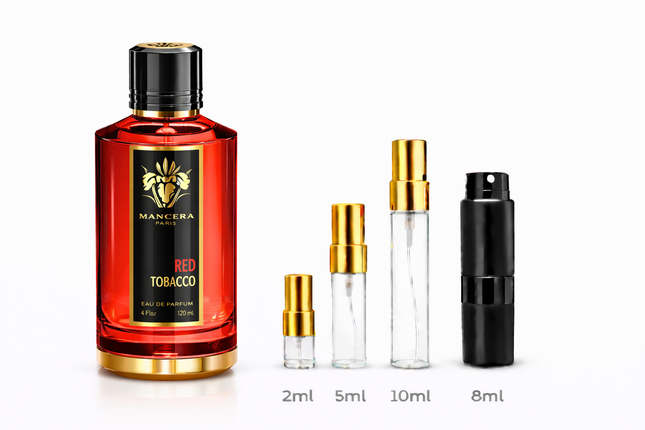 Mancera- Red Tobacco Eau De Parfum samples 2ml 5ml 8ml 10ml
 aromaflare.com samples,  Decant Samples 100% authentic , niche fragrances, mans cologne, woman perfume, Full retail bottle 