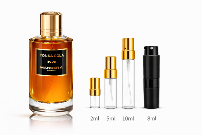 Mancera- Tonka Cola Eau de parfum samples 2ml 5ml 8ml 10ml
 aromaflare.com samples,  Decant Samples 100% authentic , niche fragrances, mans cologne, woman perfume, Full retail bottle 
