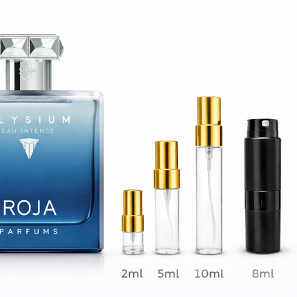 Roja- Elysium Eau Intense Samples 2ml 5ml 8ml 10ml
 aromaflare.com samples,  Decant Samples 100% authentic , niche fragrances, mans cologne, woman perfume, Full retail bottle 

