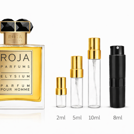 Roja- Elysium Pour Homme Parfum samples 2ml 5ml 10ml 8ml
 aromaflare.com samples,  Decant Samples 100% authentic , niche fragrances, mans cologne, woman perfume, Full retail bottle 