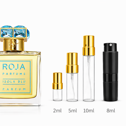Roja- Isola Blu Parfum samples 2ml 5ml 8ml 10ml 
 aromaflare.com samples,  Decant Samples 100% authentic , niche fragrances, mans cologne, woman perfume, Full retail bottle 