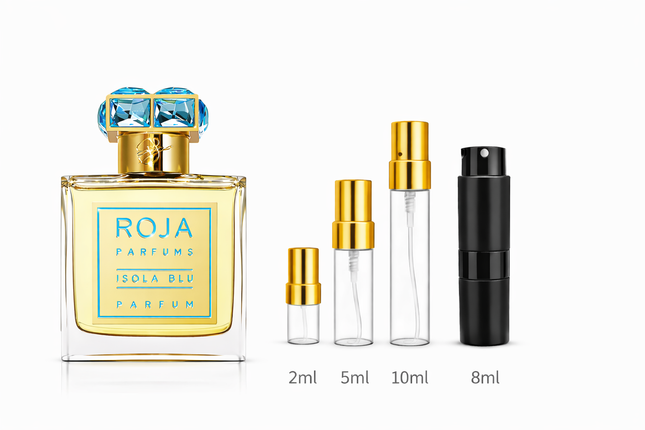 Roja- Isola Blu Parfum samples 2ml 5ml 8ml 10ml 
 aromaflare.com samples,  Decant Samples 100% authentic , niche fragrances, mans cologne, woman perfume, Full retail bottle 