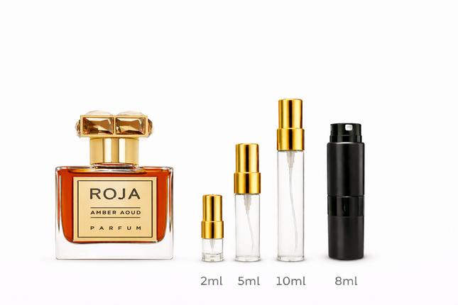 Roja- Parfums Amber Aoud Parfum samples 2ml 5ml 8ml 10ml
 aromaflare.com samples,  Decant Samples 2ml 5ml 8ml 10ml  100% authentic , niche fragrances, mans cologne, woman perfume, Full retail bottle 

