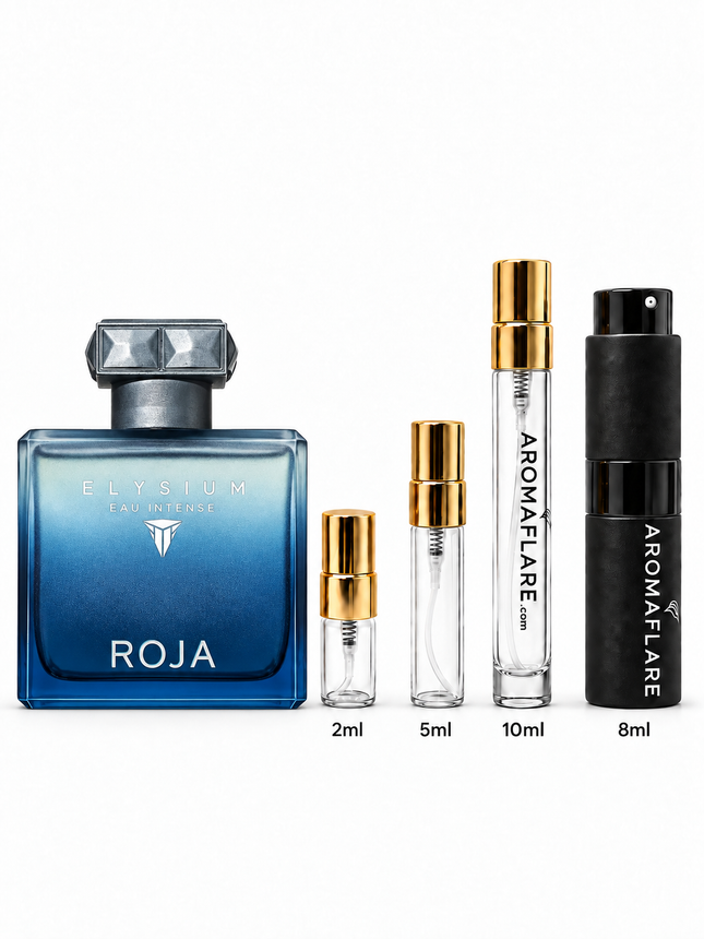 Roja Elysium Eau Intense Eau de Parfum Sample  aromaflare.com samples,  Decant Samples 100% authentic , niche fragrances, mans cologne, woman perfume, Full retail bottle