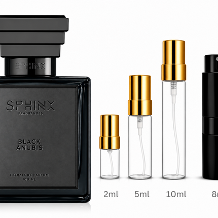 Sphinx- Black Anubis aromaflare.com samples,  Decant Samples 100% authentic , niche fragrances, mans cologne, woman perfume, Full retail bottle 