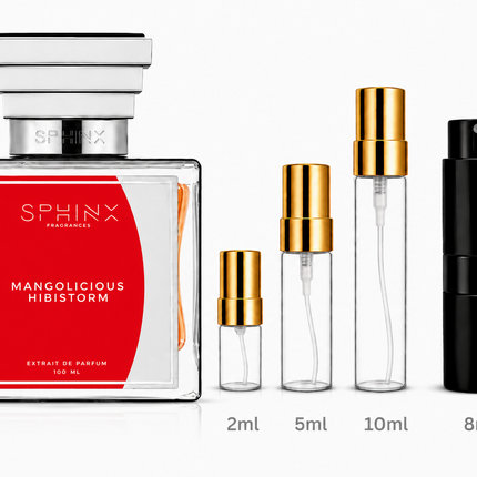 Sphinx- Mangolicious Hibistorm aromaflare.com samples,  Decant Samples 100% authentic , niche fragrances, mans cologne, woman perfume, Full retail bottle 