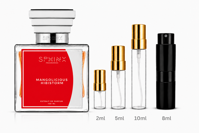 Sphinx- Mangolicious Hibistorm aromaflare.com samples,  Decant Samples 100% authentic , niche fragrances, mans cologne, woman perfume, Full retail bottle 