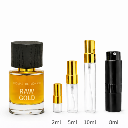 Thomas De Monaco - Raw Gold Extrait Extrait de Parfum samples 2ml 5ml 8ml 10ml
 aromaflare.com samples,  Decant Samples 100% authentic , niche fragrances, mans cologne, woman perfume, Full retail bottle 