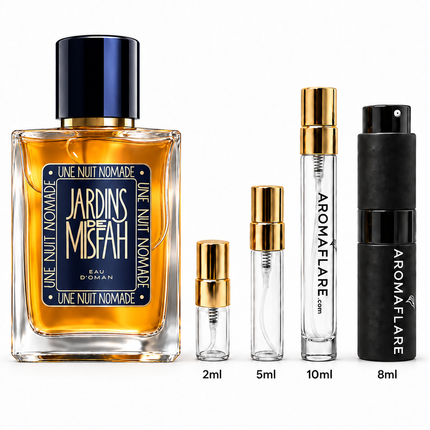 Une_Nuit_Nomade_Jardins_de_Misfah_Eau_de_Parfum_Sample_aromaflare.com_samples_Decant_Samples_100_authentic_niche_fragrances_mans_cologne_woman_perfume_Full_retail_bottle_1